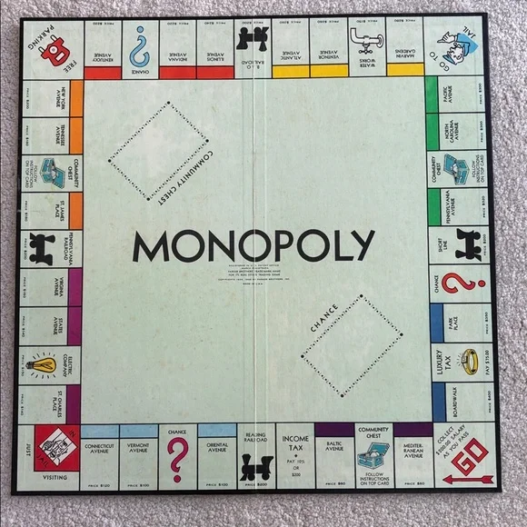Vintage Monopoly Board Game 1935, 1945 Ephemera Collectible Paper Art Crafts